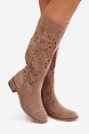 Openwork Women's Platform Boots Beige Helinna