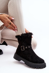 Women's Boots with Fur Zip Black Morcos