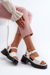 Women's sandals in eco leather with high heel and platform Vinceza 36257 White