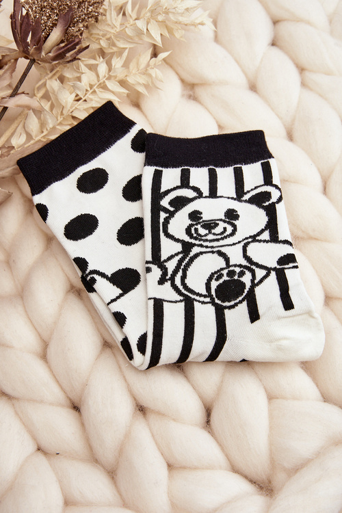 Women's Socks Not A Pair With Bear Black and White