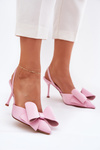 High Heels With Open Heels And Bow Pink Eklevia