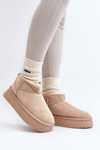 Śniegowce Damskie Na Grubej Podeszwie Beżowe Caliksa UA-1855
