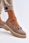 Mokasyny Zamszowe Damskie Ozdoba Zazoo 3429 Cappuccino