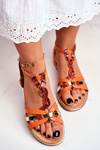 Elegant Sandals With Snake Pattern Orange Brooke