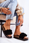 Women's Suede Slippers With Ornament Black Nemis