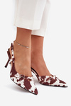Pumps With Open Heel And Straps Patches White-Brown Ravira