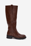Women's Officer Boots With Low Heel Insulated Brown Averna