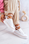 Buty Sportowe Platforma Wiązane Biało-Różowe Louisa