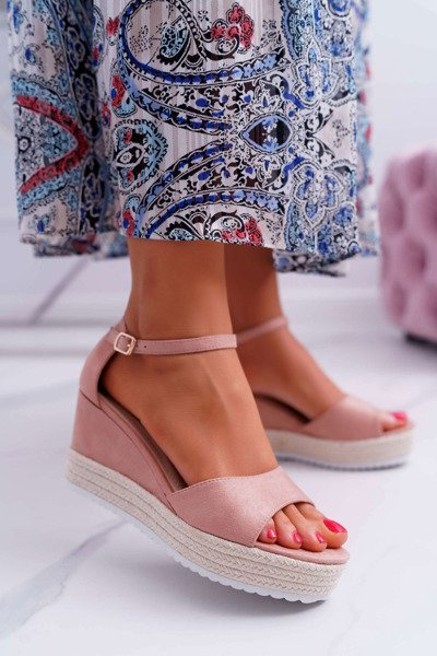 Women's Platform Anchor Sandals Suede Pink Delima