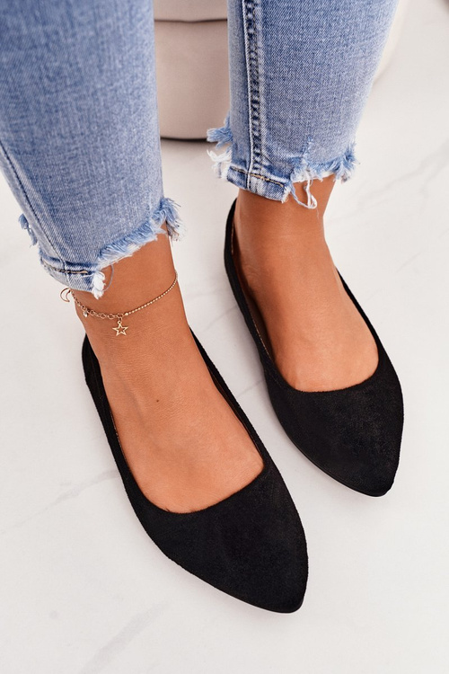 Delicate Ballerinas Pointed Suede Black Dermeno