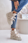 Leather Women's Sneakers On Massive Platform Beige CheBello 4561