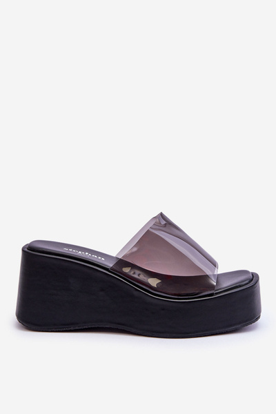 Women's Transparent Wedge Slippers Black Eliane