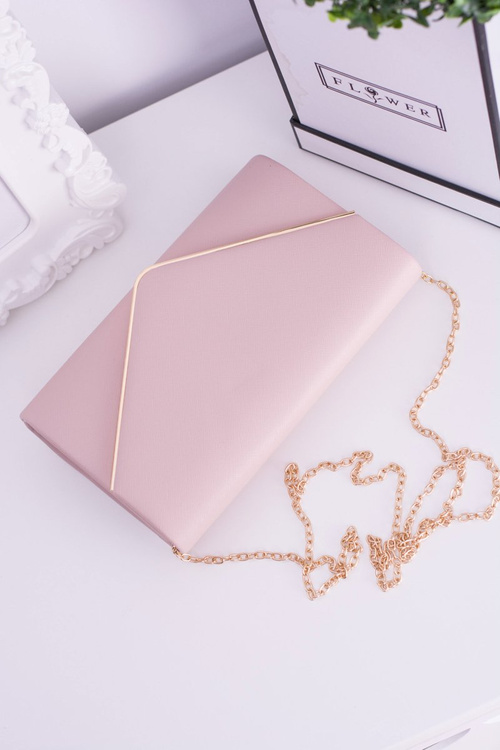 Elegant Pink Clutch Bag Gold Plated Fittings