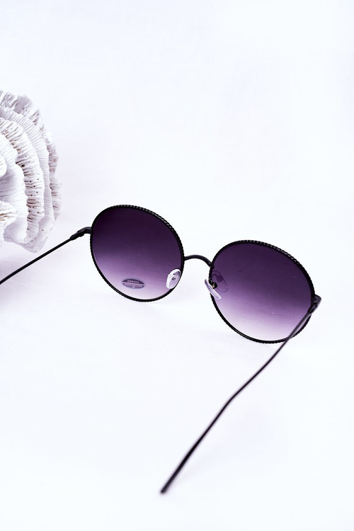 Black Round Sunglasses With Ombre Lenses