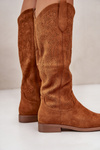 Ladies Perforated Boots Camel S.Barski HY42-132
