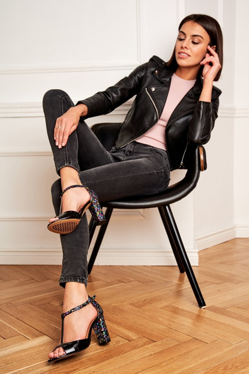 Leather Stiletto Sandals Laura Messi 1916 Lacquered Black