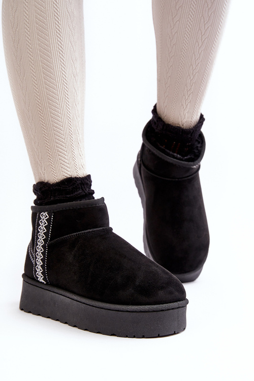 Women's Snow Boots On Platform Lined Black Lomessa