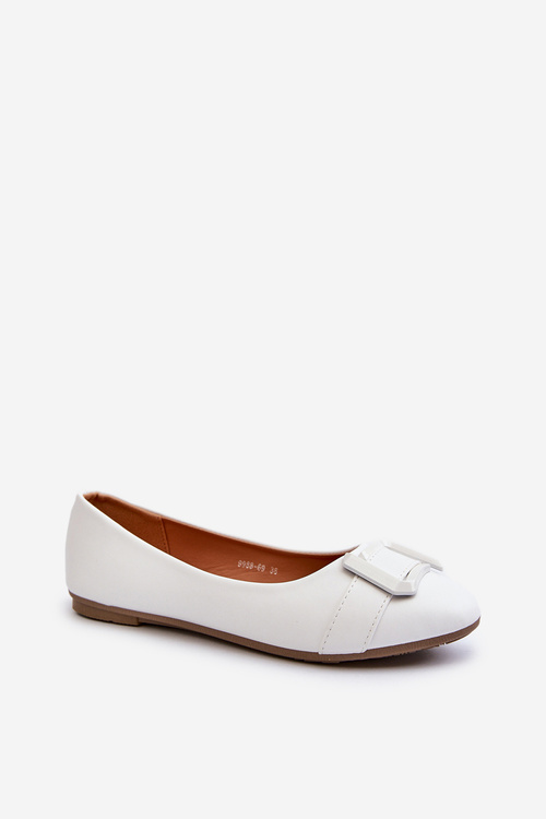 Ballerinas With Strap And Embellishment Eco Leather White Cadwenla