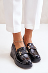 Lacquered Wedge Moccasins Black Vinceza 58337