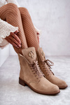 Lace-up suede boots With Decoration Nicole 2750 Beige