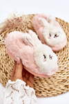 Children's fur slippers with bunny light pink Apolanie