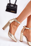 Leather Pumps On A High Pillar Gold Salira