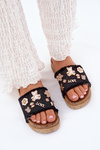 Women's Sandals With Golden Buckles On Platform Black Rigasta