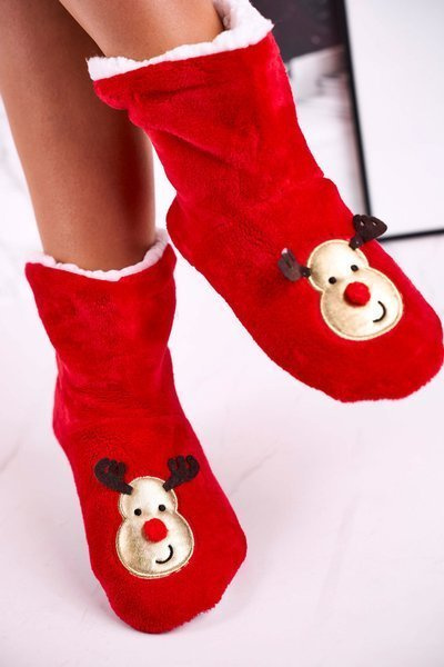 Christmas Insulated Slippers With Reindeer Holly