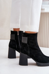 Suede Ankle Boots On Heel Insulated D&A CR42-106 Black
