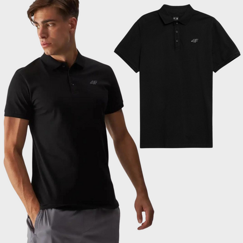 Męska Koszulka Polo Regular Z Logo 4F 4FWMM00TPTSM316-20S Czarna