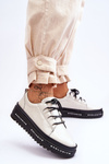 Beige Patent Leather Women's Platform Sneakers S.Barski LR592B