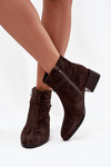 Women's Boots Made of Natural Suede on Block Heel Lined D&A CR52-651 Chocolate