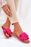 Women's Flat Sandals With Decorative Flowers Fuchsia Misorsse