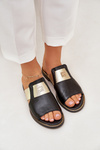 Elegant Sandals Made Of Natural Leather On A Flat Heel Zazoo 40423 Black