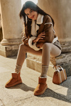 Leather Suede Snow Boots With Fur Vinceza 97951 Camel