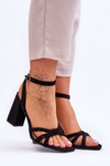 Classic Suede Heel Sandals Black Bernett