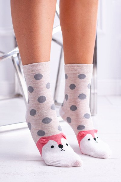 Women's Dotted Socks with Doggie