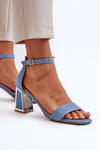 Denim Sandals with Heel Blue Pholia