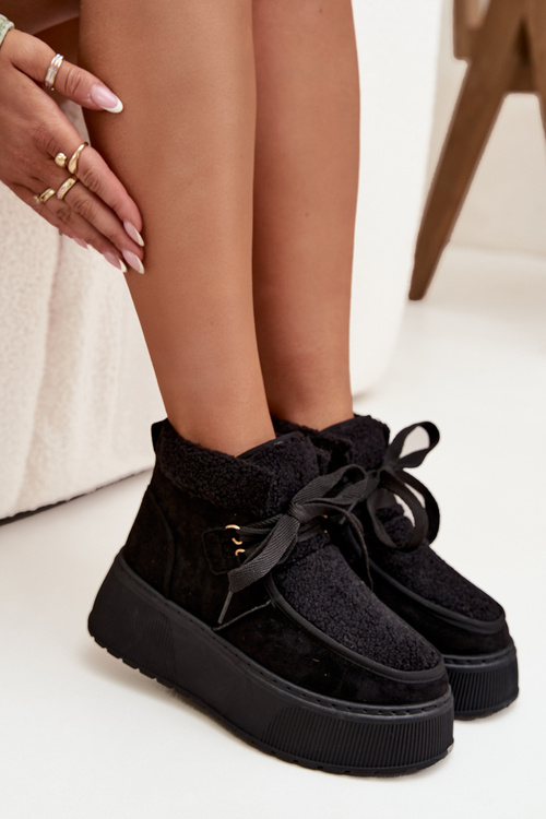 Women's Snow Boots On Platform With Fur Black Florivelle