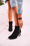 Women's Boots On Silver Block Heel Suede Black Norah