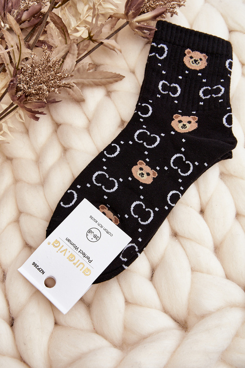 Women's Socks With Bears Black