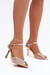 Women's High Heel Sandals with Gold Embellishment Peloria