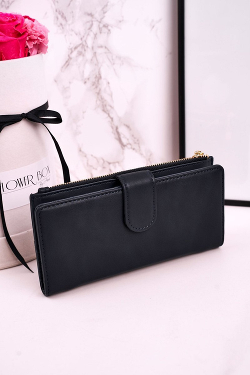 Large Women's Wallet With An Extra Purse And Fringes Navy
