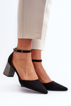 Black Faux Suede Court Shoes on Embellished Stiletto Anlitela