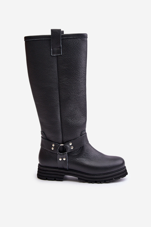 Leather Knee High Women's Boots Black Lewski 3615