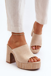 Women's Sandals on Chunky Heel Beige Siobhan