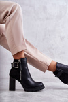 Leather Boots On High Heels With A Decorative Zipper Black Rosita