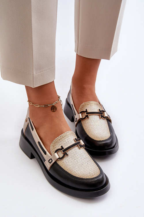 Mokasyny Półbuty Damskie Skóra Czarne Maciejka 06493-01