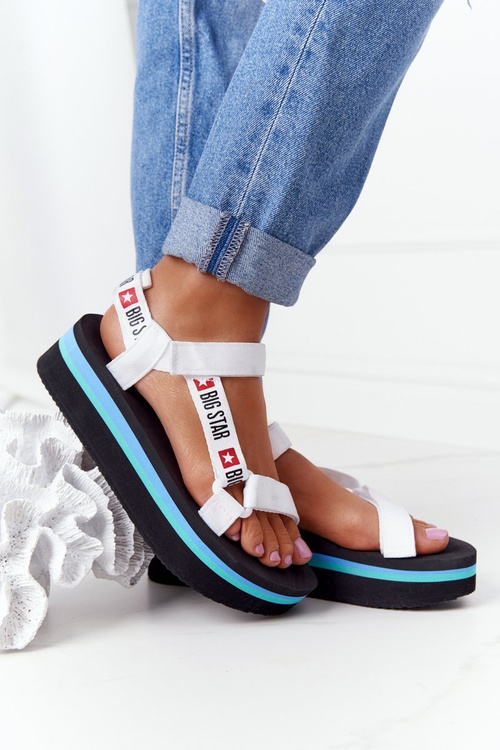 Sandały Piankowe Platforma Big Star Czarno-Białe HH274A087