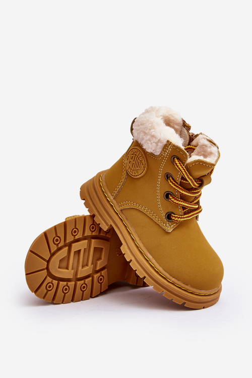 Children's Trapper Boots with a Zip and Sheepskin Camel Marialee